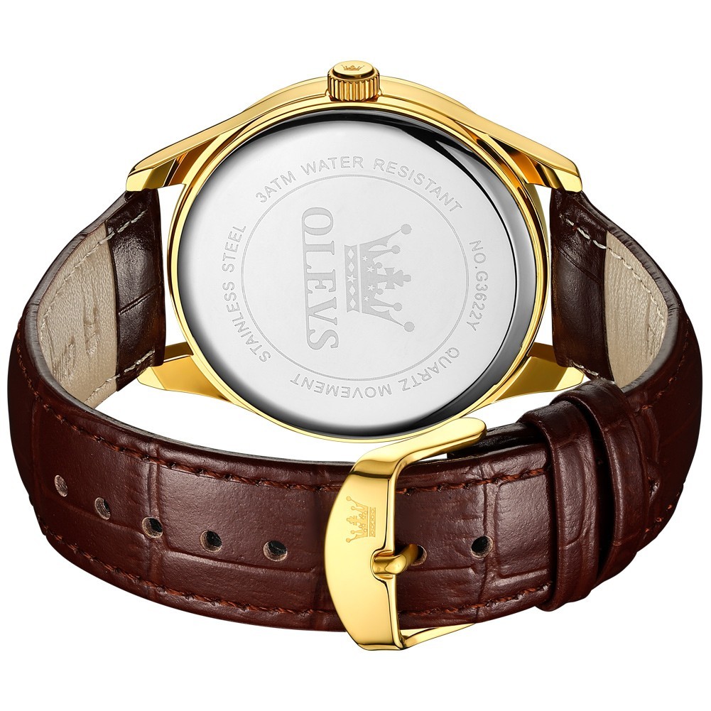 OLEVS Japan Movement Luxury Classics Man Gift Leather Quartz Wristwatch 3622