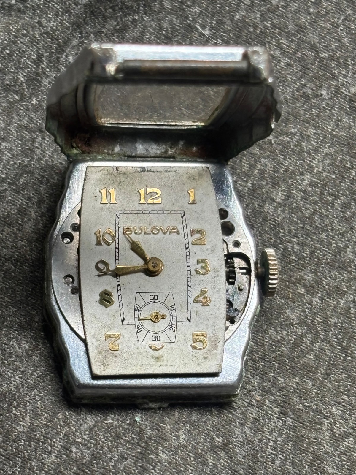 26mm 30mm vtg ART DECO Bulova mechanical 10AN 15j watch silver gold tone WORKING