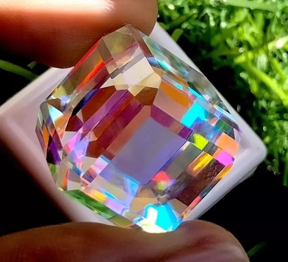 50.5 Ct+ Certified AA+ Natural Cube Cut Rainbow Mystic Topaz Loose Gemstone A1