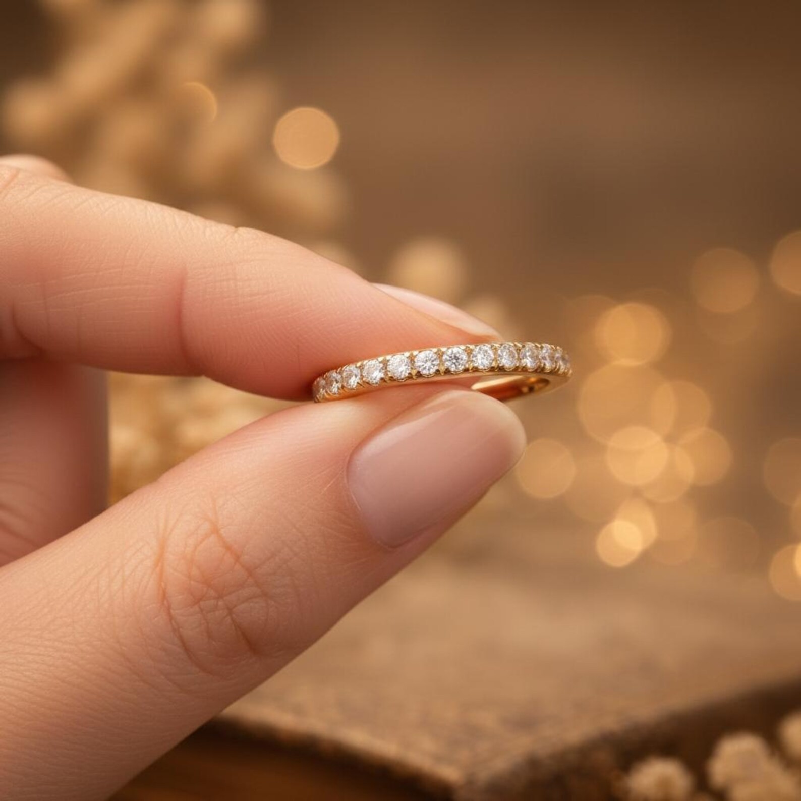 1.80 Ct Round Cut Simulated Diamond Women’s Eternity Ring 14k Yellow Gold Plated