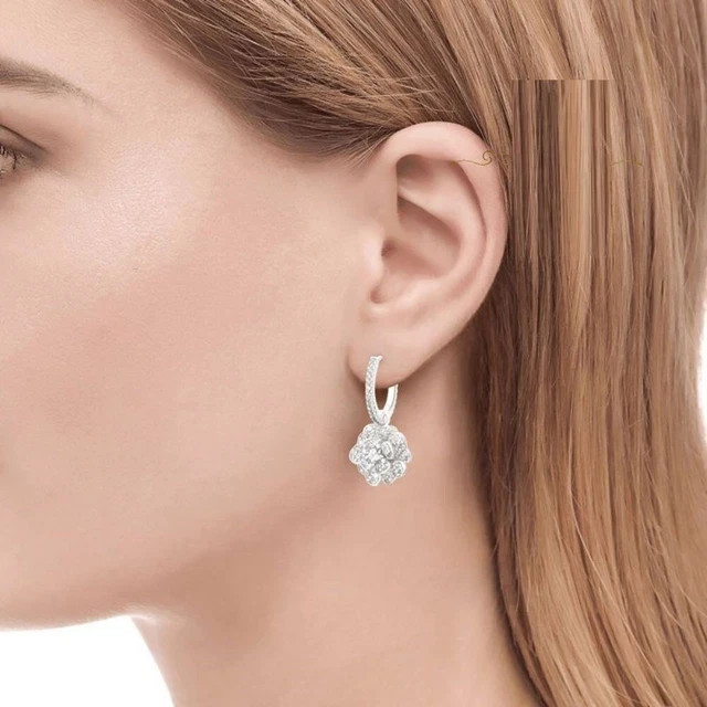 2 Ct Round Cut Lab Created Diamond 14K White Gold Plated Drop & Dangle Earrings