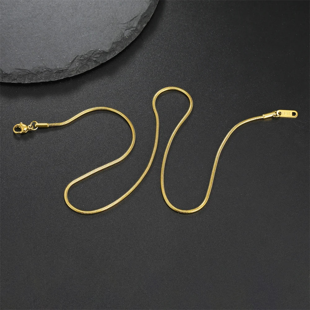 Snake Chain Necklace Stainless Steel 0.9mm 1.2mm 2mm 40-60cm Women Jewelry