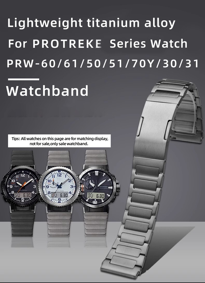 For Casio PROTREK PRW-60/61/50/70Y/30 Titanium Alloy WatchStrap Lightweight 23mm