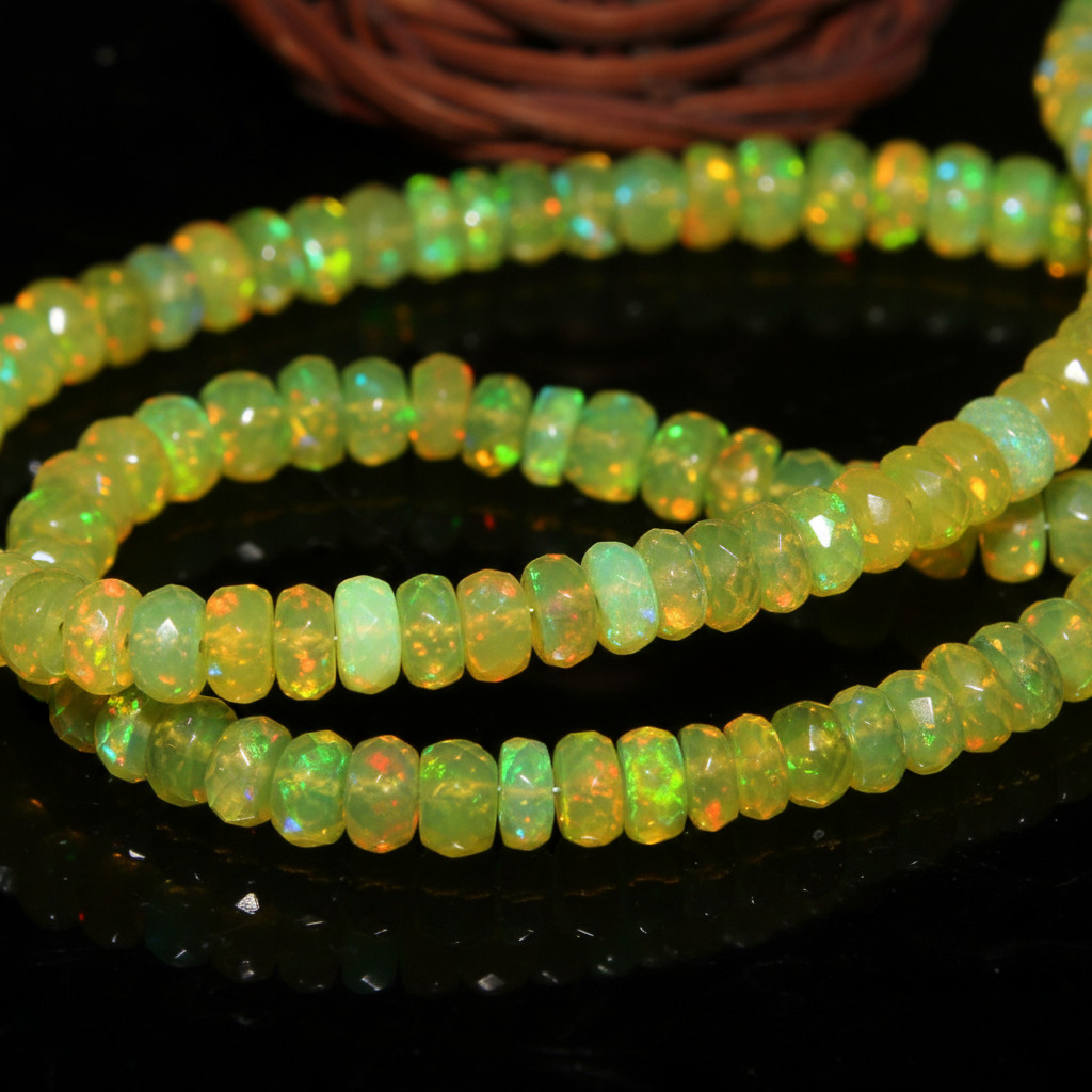Ethiopian Fire Opal Beads Strand 4-5mm Rondelle Gemstone 8 Inch Jewelry Making