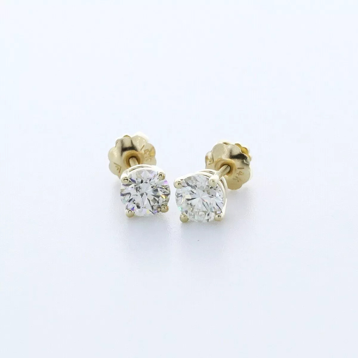 Stud Earrings Classic Solid 14K White Gold 1.26 CT Round Natural Diamond H SI2