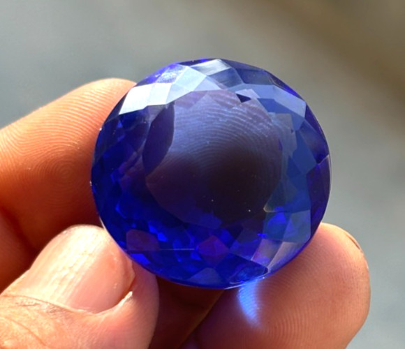 Certified 100 Cts Round Cut Blue Kashmiri Sapphire Loose Natural Gemstone Superb