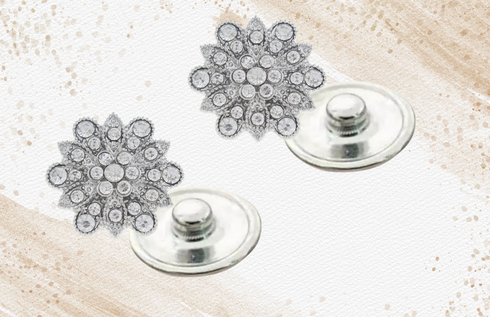 18/20mm Silver Snaps Charm Button Midsize Crystal Star Flower C-14/PRA-2