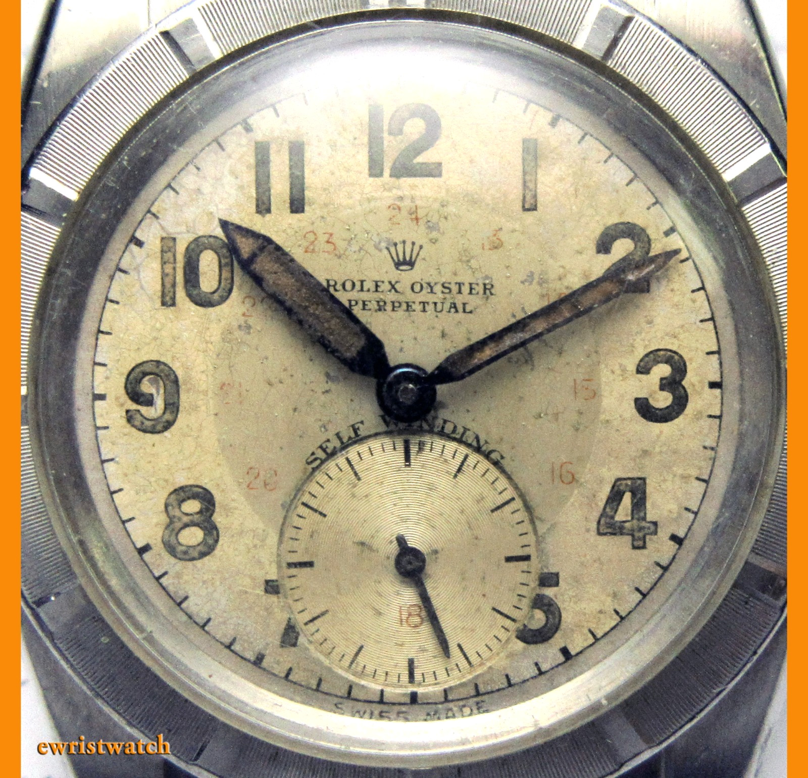 Vintage 40s Rolex Oyster Perpetual Bubbleback Original Military Sub-Seconds Dial