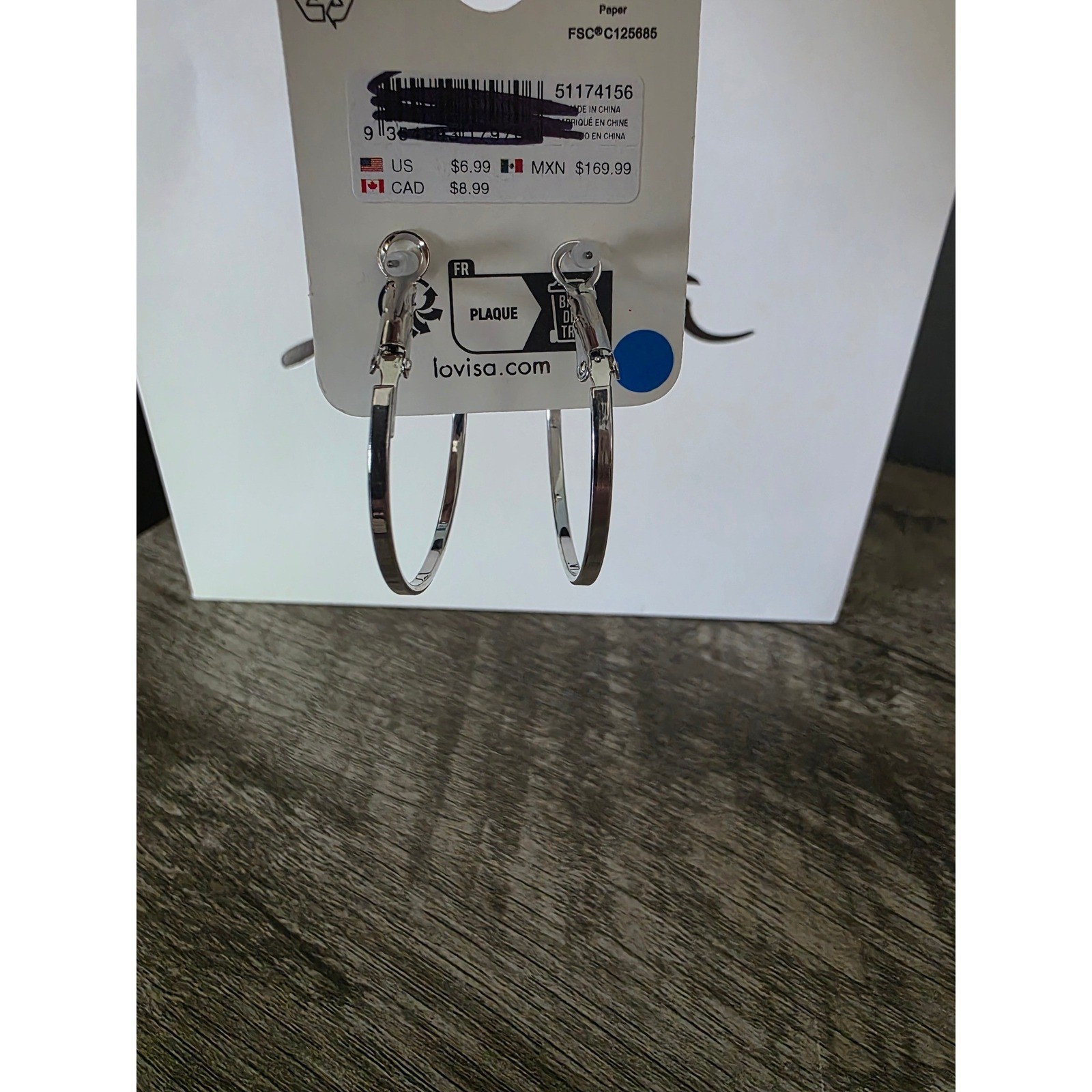 Lovisa Silver Tone Flat Edge Hoop Earrings Latch Back High Polish