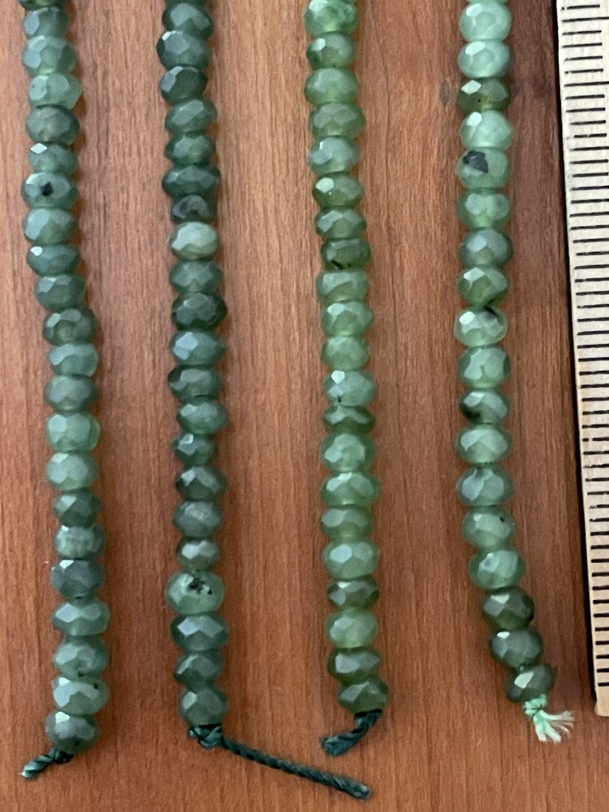 Green Jade Faceted Roundelle Semi-Precious Stones Loose Beads