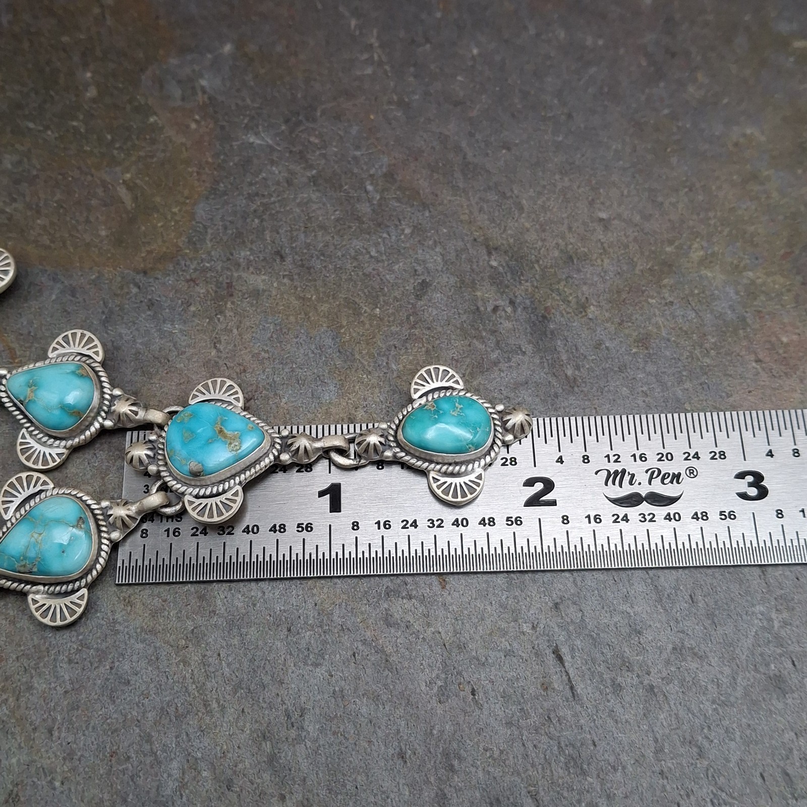 Lone Mountain Turquoise Sterling Silver Y-Drop Lariat Necklace Boho Southwestern