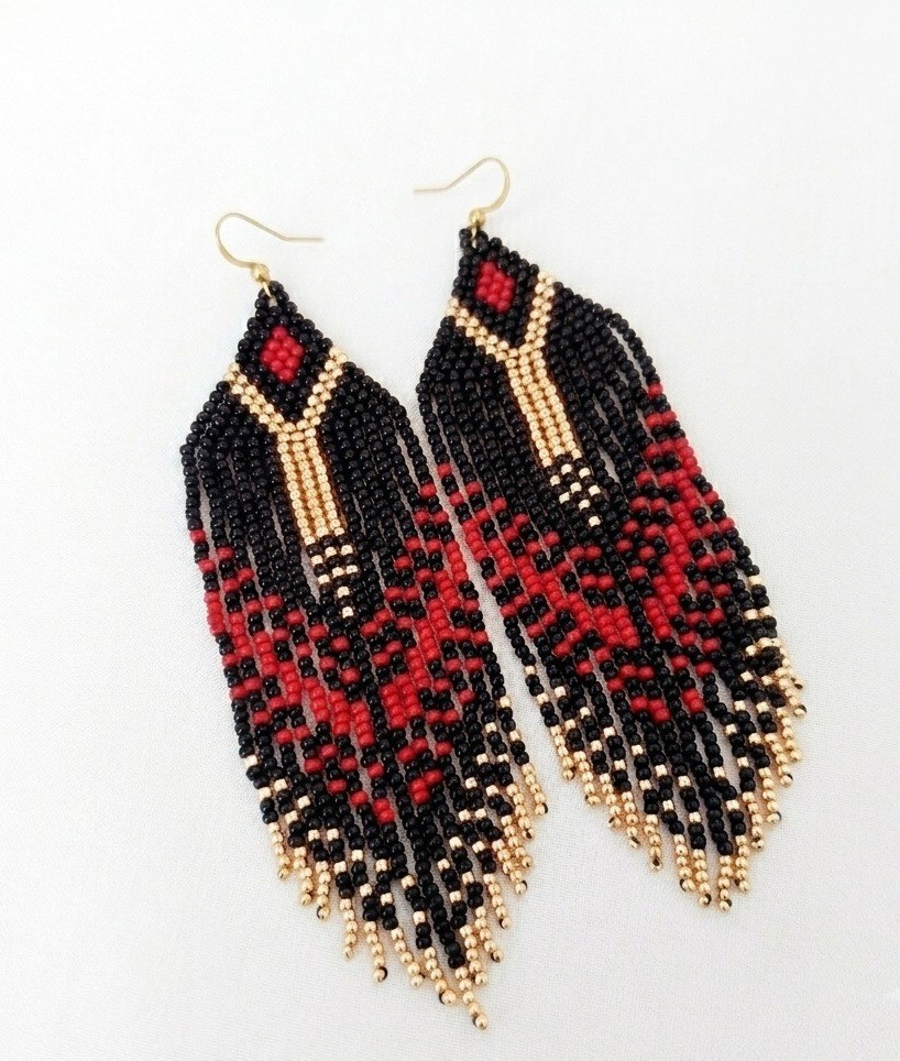 Boho Beaded Tassel Earrings Long Fringe Drop Dangle Festival Statement Jewelry