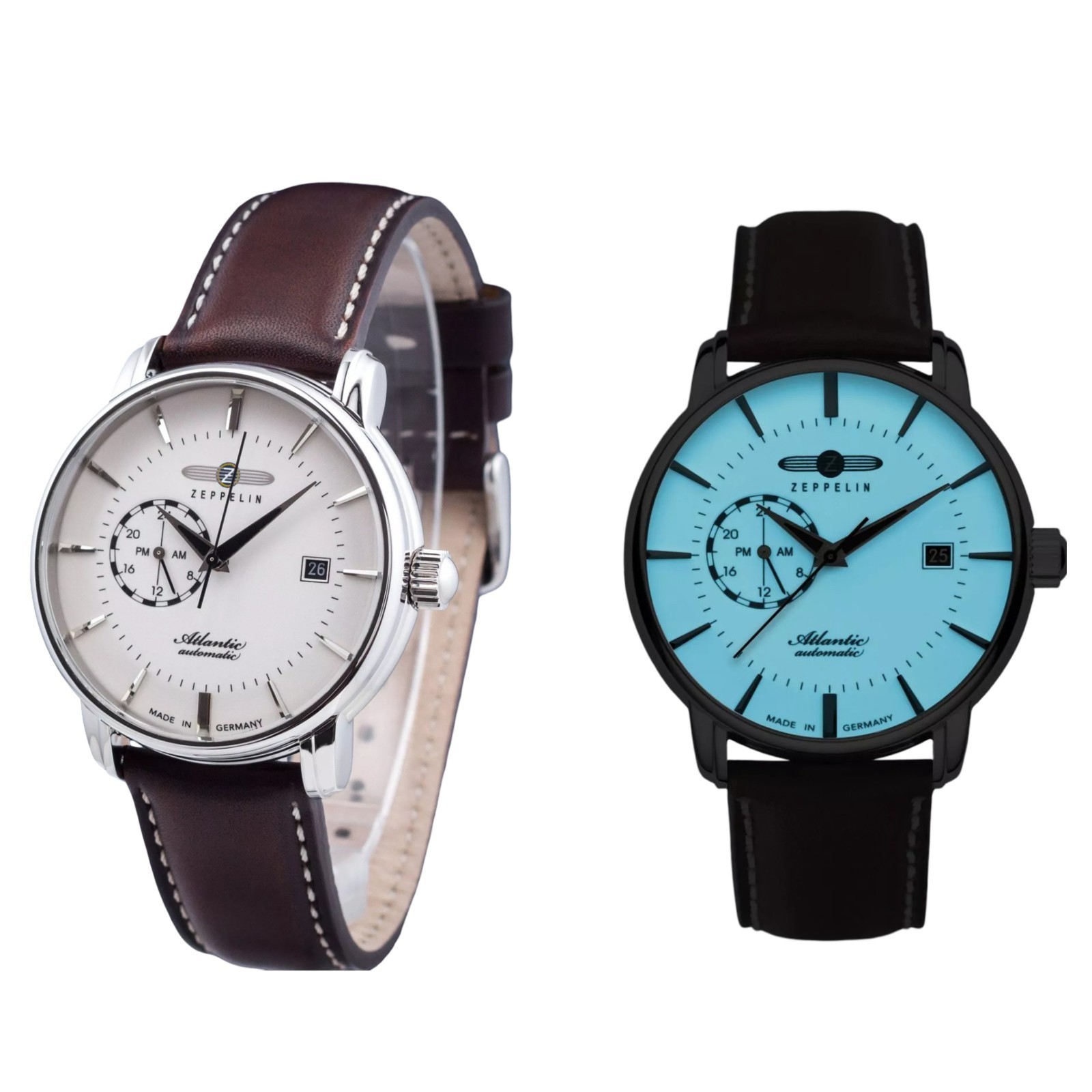 Zeppelin Atlantic Automatic Beige Dial 8470-5 Leather Band Men’s Watch