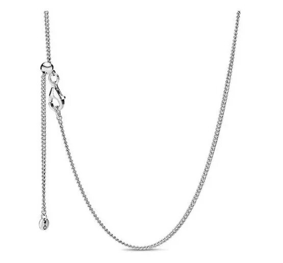 New Pandora Curb Chain Adjustable Necklace 398283-60 w/FAMILY CHARM FREE SHIP