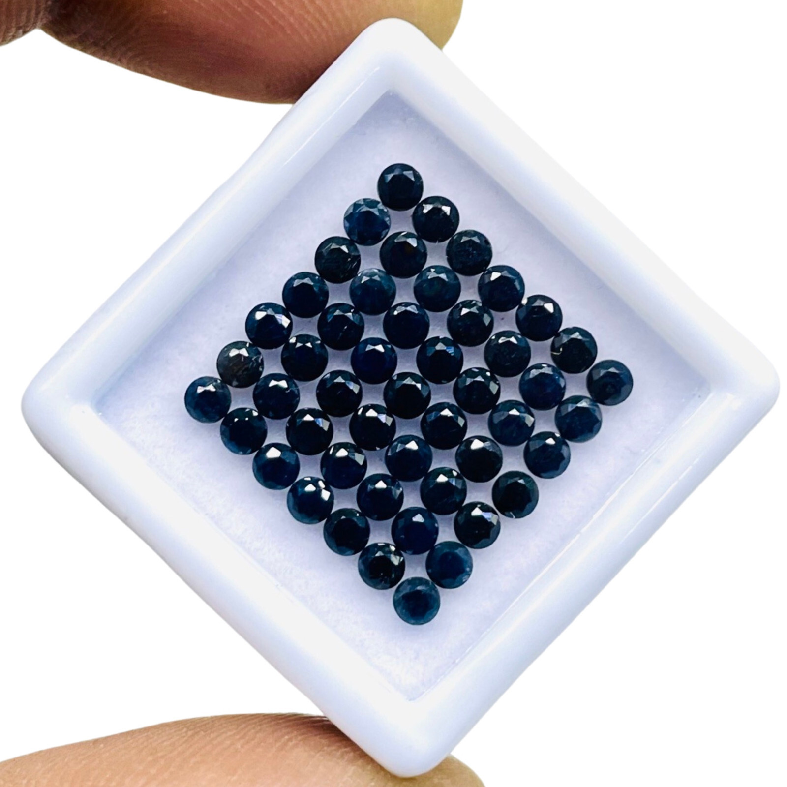 Natural Blue Sapphire 50 Pcs 2.5mm Round Diamond Cut Calibrated Loose Gemstones