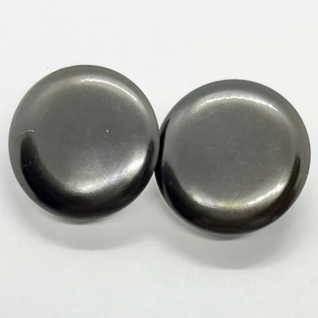 Vtg Dark Gray Lucite Disc Button Large Huggie Earrings Clip Japan Round