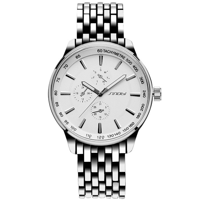 SINOBI Mens Ladies Business Quartz Watch Waterproof Stainless Casual Wristwatch