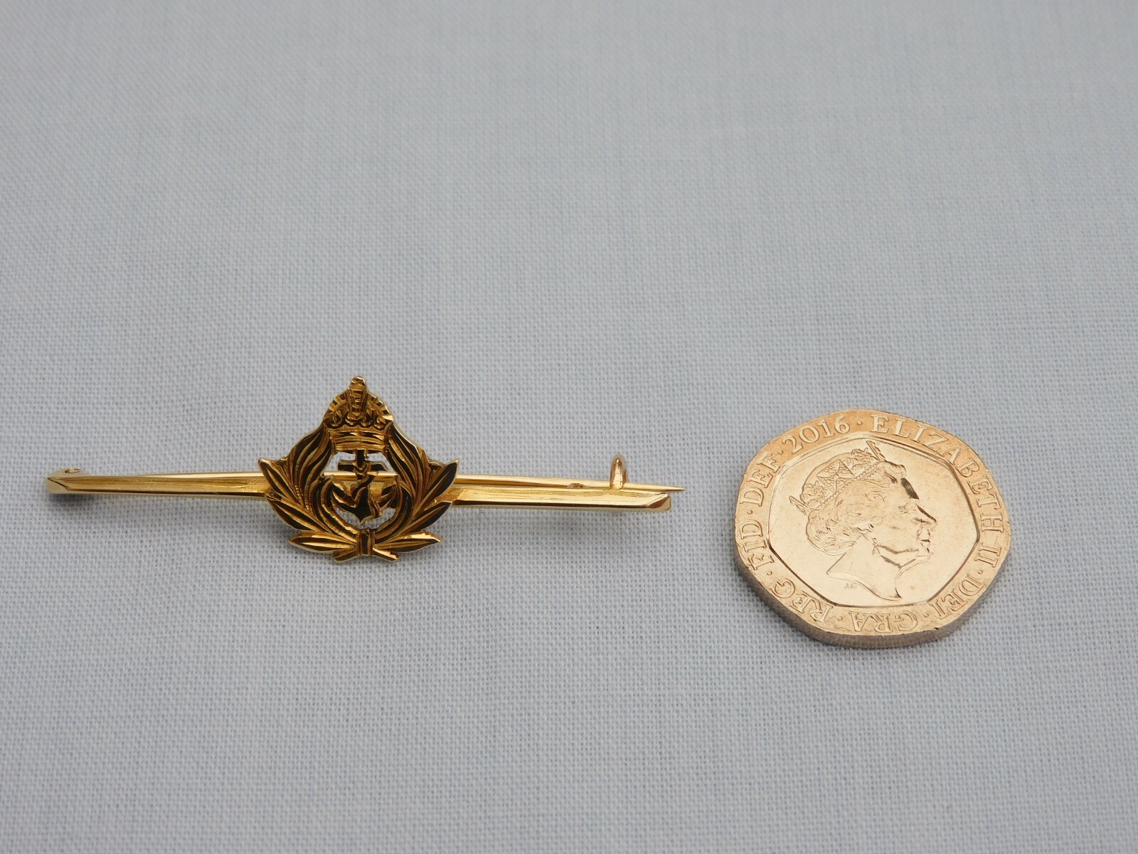 RARE WORLD WAR 1 WW1 9CT YELLOW GOLD ROYAL NAVY SWEETHEART BAR BROOCH 2.6g