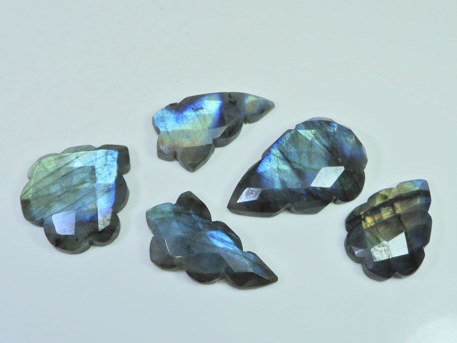 Natural Labradorite Checker Flat Back Cloud Shape Loose Gemstone 05Pcs Lot