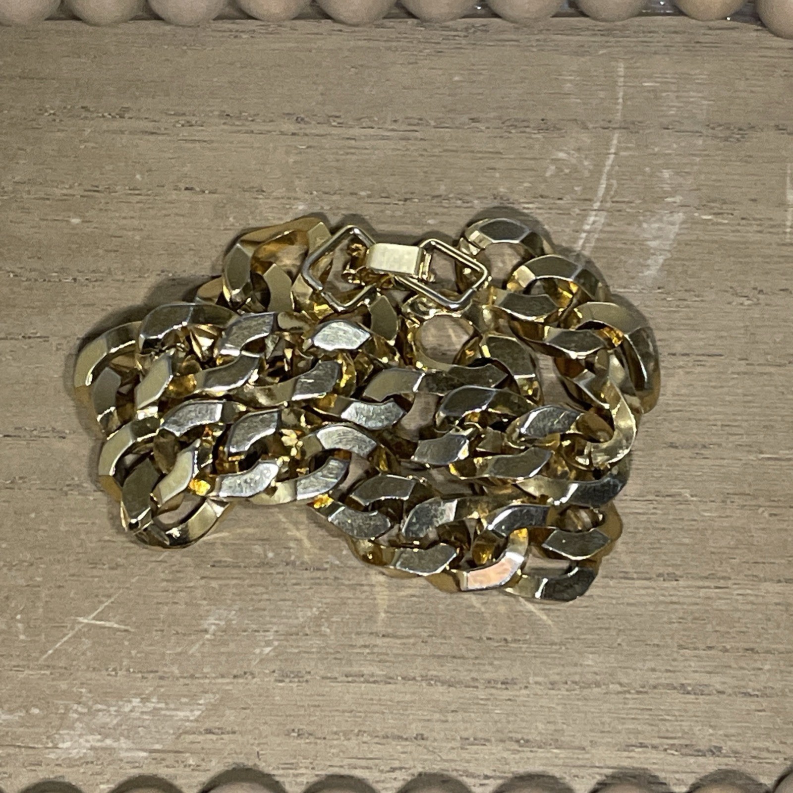 Gold-Colored Women’s Chain Bracelet Size 7.5 Inches & 75.05 Grams With Box Clasp