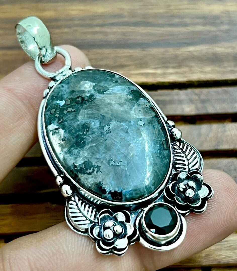 Larvikite Pendant Gemstone 925 Sterling Silver Handmade Jewelry Pendant 2.05″