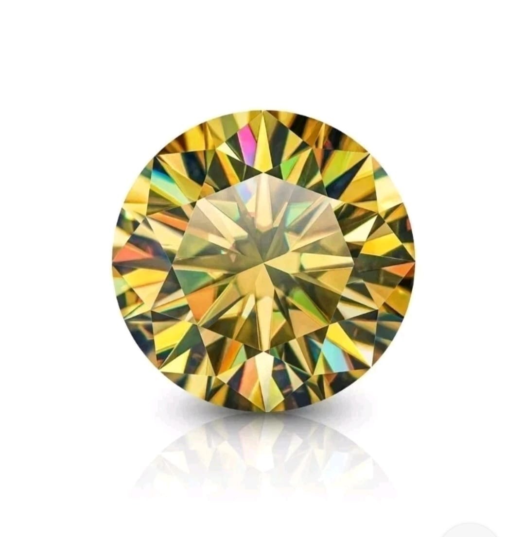 5 CT Fancy Yellow Color, Round Cut VVS1 Moss Diamond Quality gemstone 11.50MM