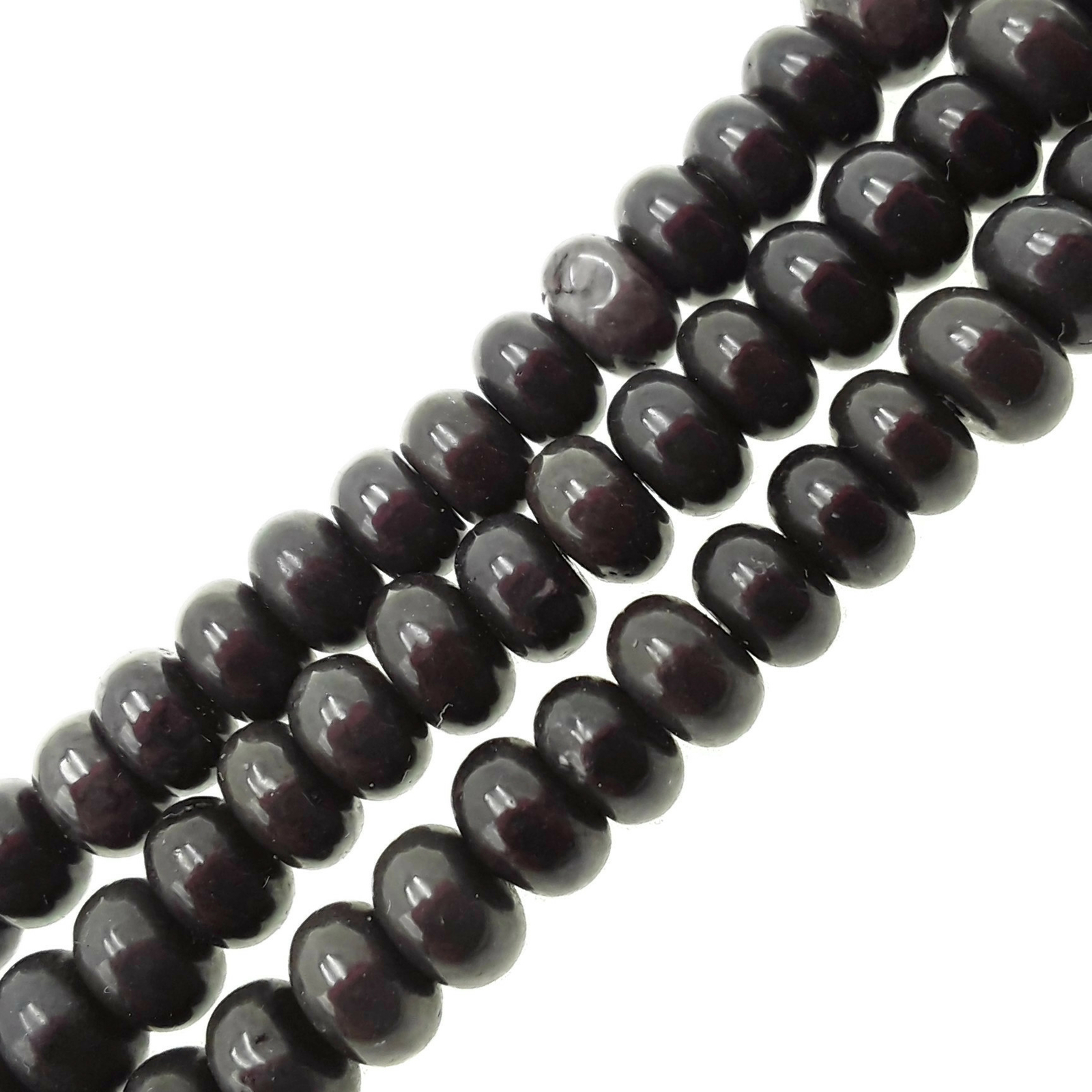 Black Magnesite Turquoise Smooth Rondelle Beads 3x4mm 4x6mm 15.5″ Strand