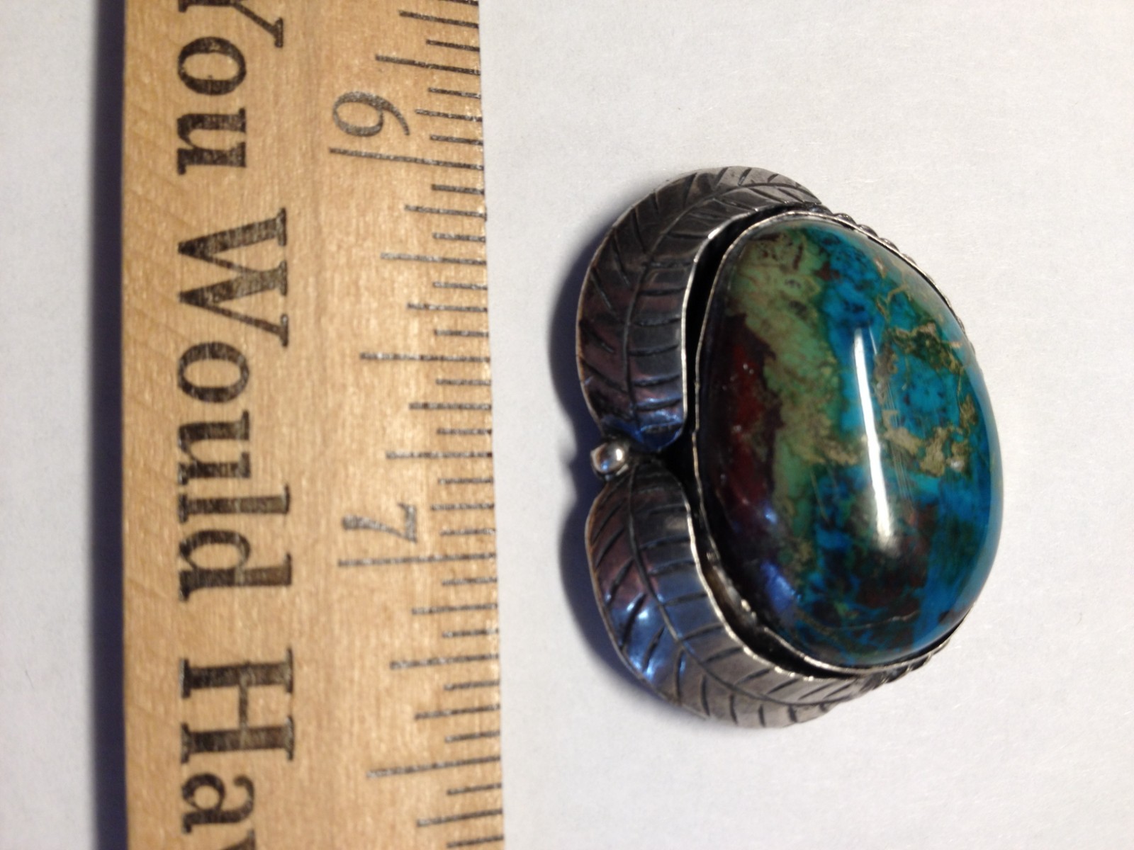 Vintage Turquoise ( Royston ) Blue Green Reddish Brown with silver Leaf