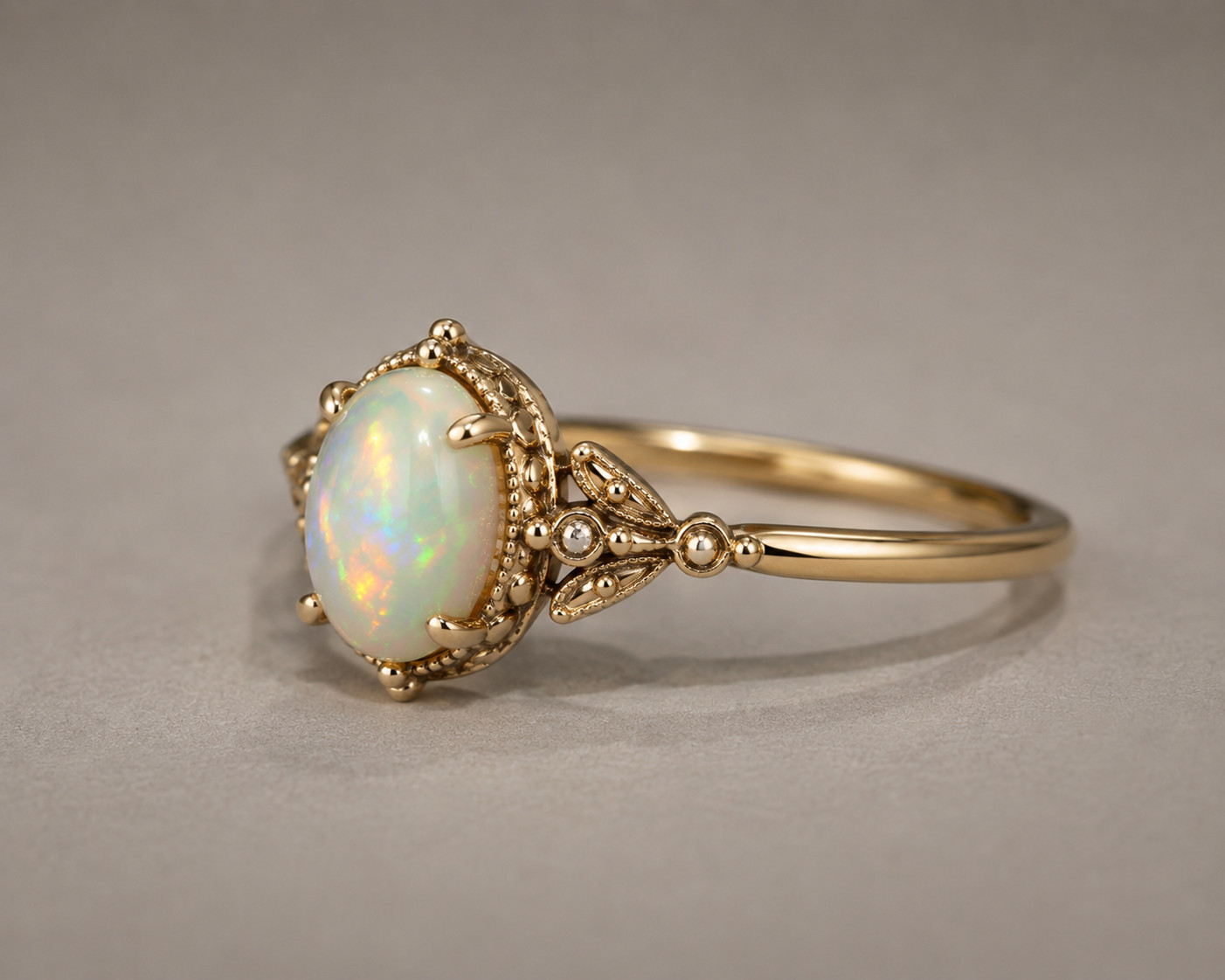 Natural Opal Ring Oval Opal Silver Ring Handmade Gift for Women