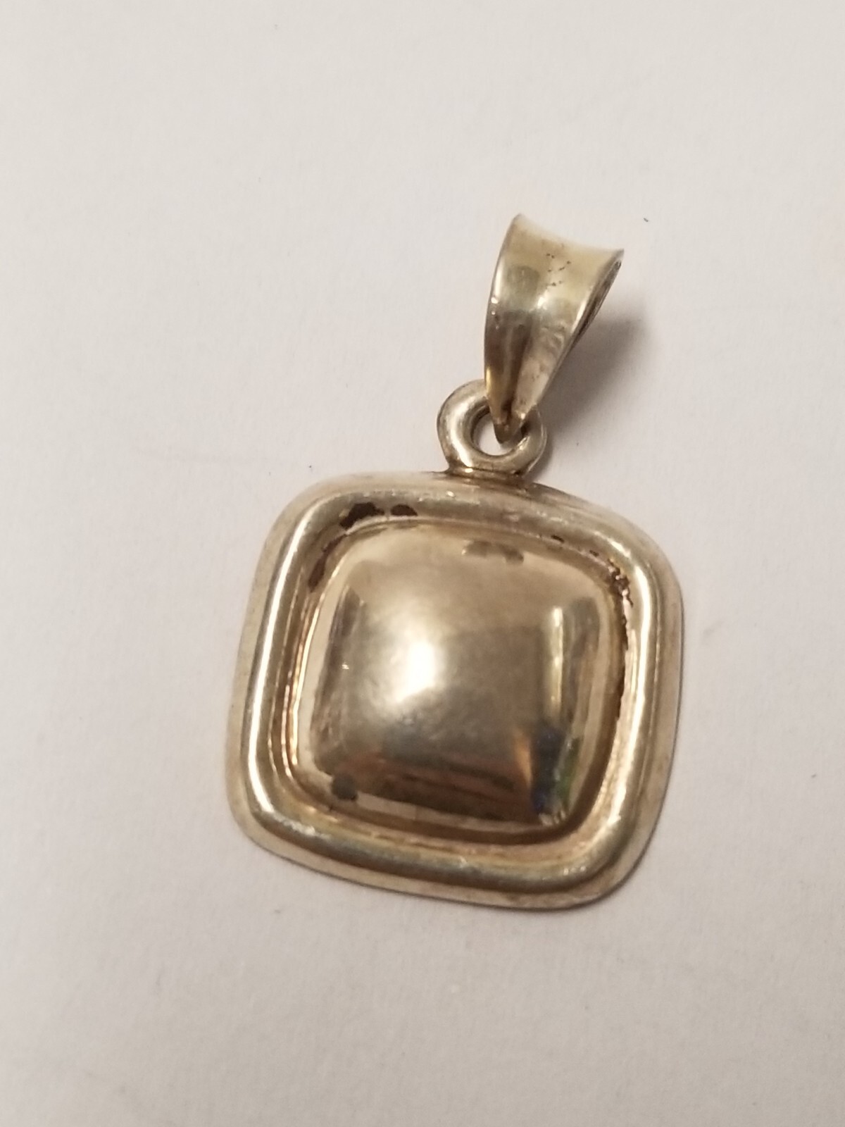 925 Sterling Silver Square Button Pendant (2.5g)
