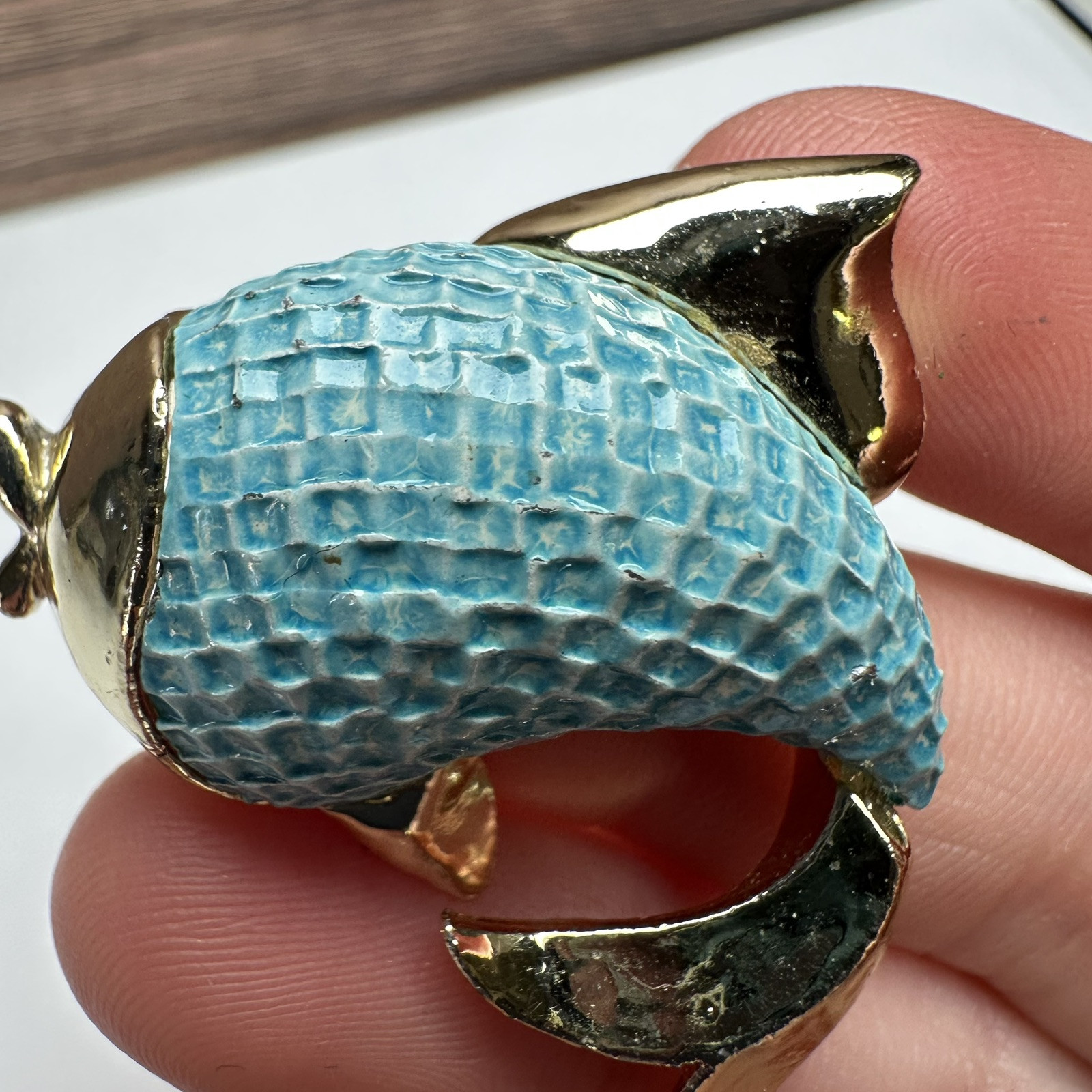 Gerry’s Fish Brooch Pin Blue & Gold Tone Signed Vintage