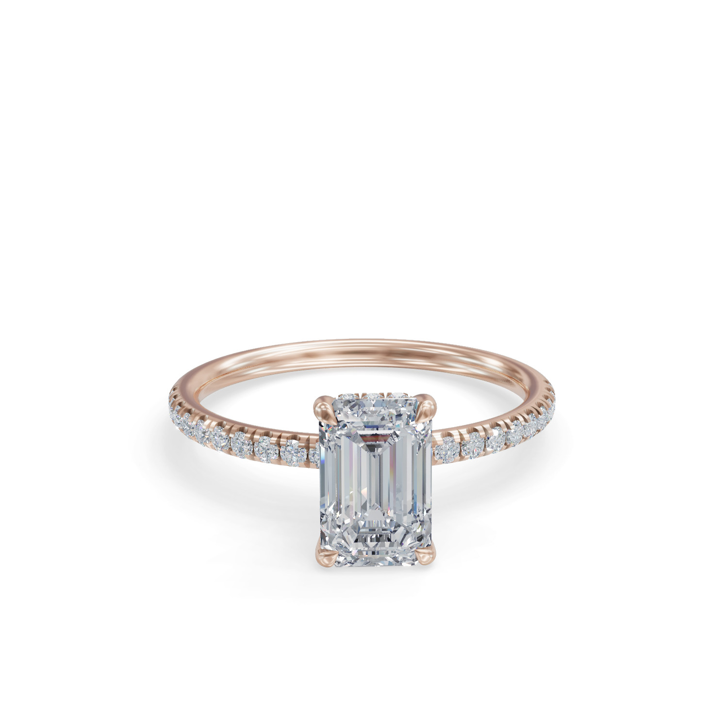 2.50ctw Lab Grown Diamonds Emerald With Round On 14KT Rose Gold Engagement Ring