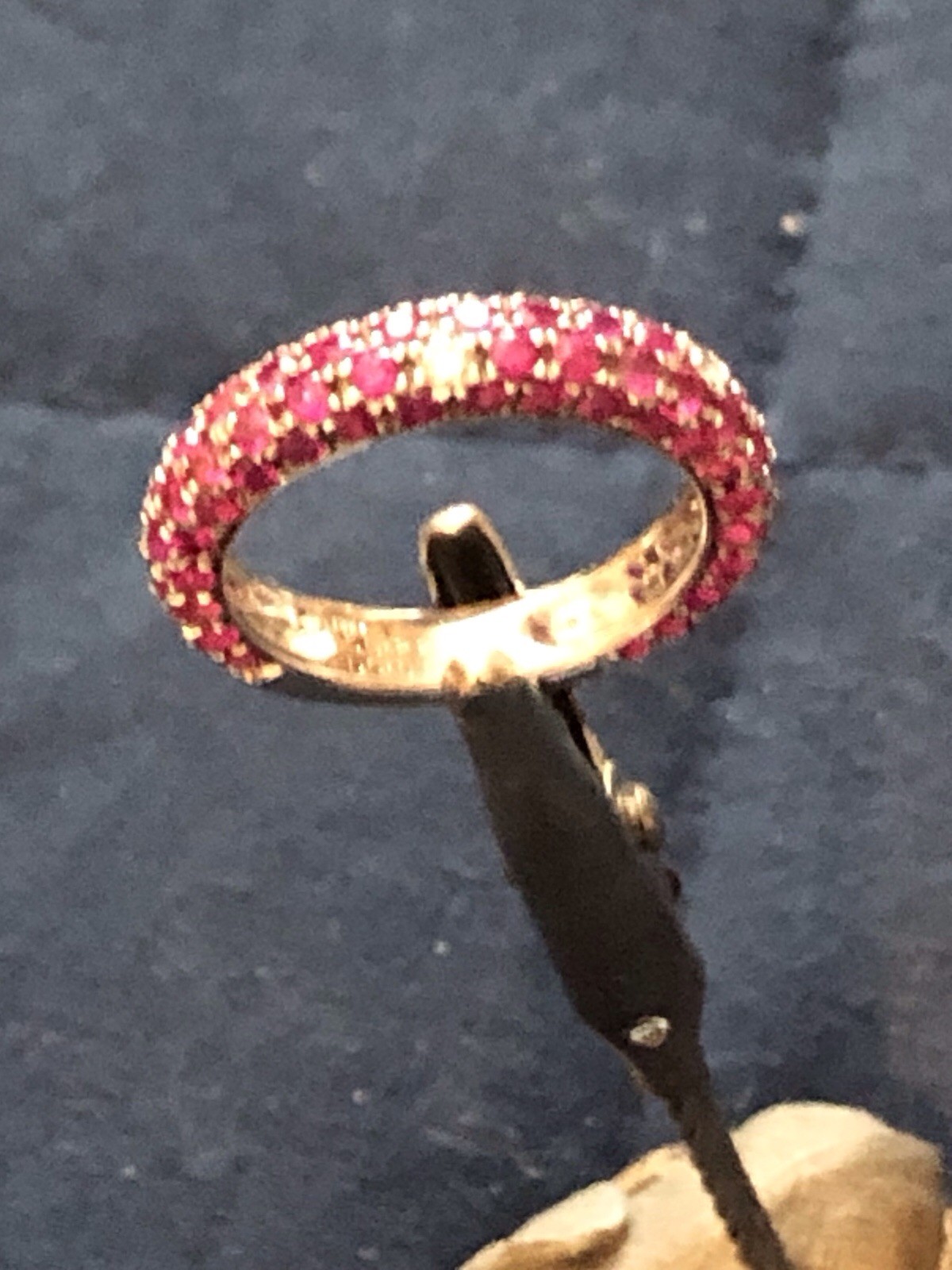 18K White Gold Pink Sapphire and Diamond Eternity Band Size 6+1/4