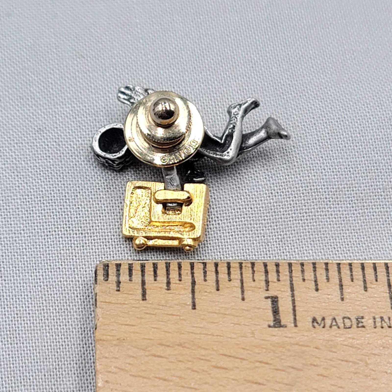 Avon Angel Slot Machine Lapel Pin Silver Gold Tone 777 Casino Luck Jewelry