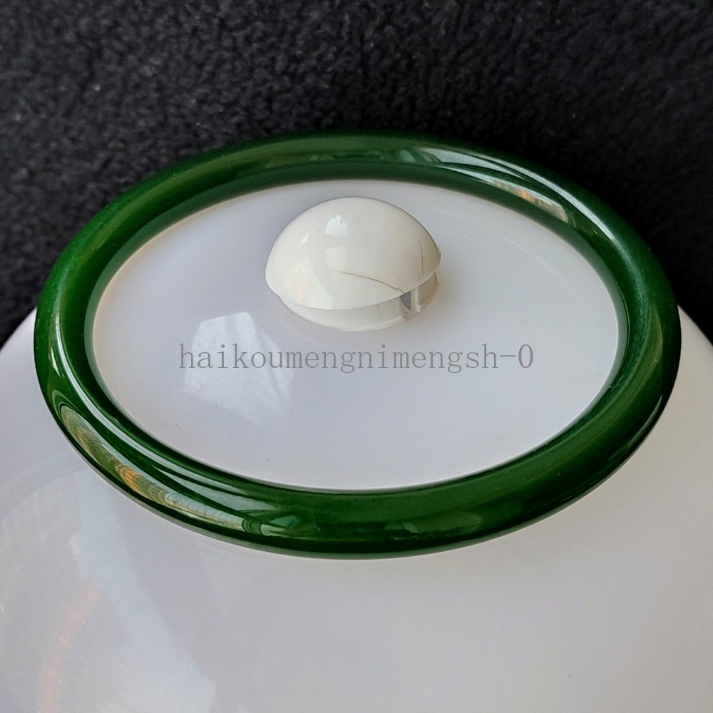 Certified Green 69mm Natural HeTian Jade Jasper Circle Big Bangle Bracelet 7977
