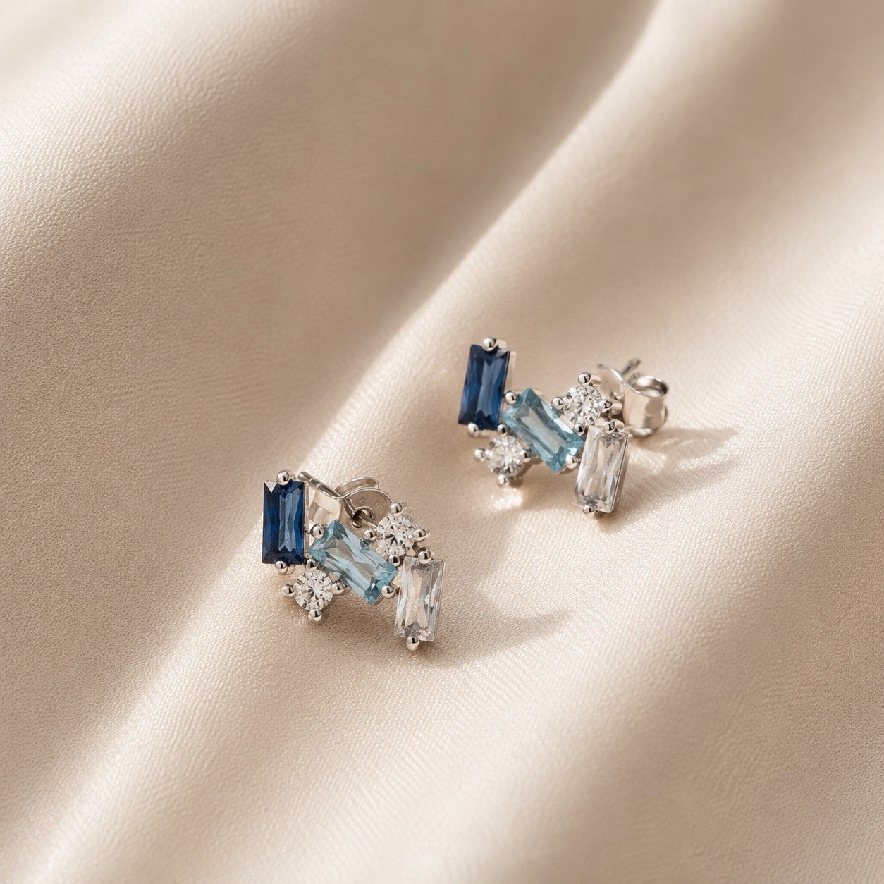 Art Deco Geometric Silver Crystal Museum Missoma Modern Art Earrings Stud Boho