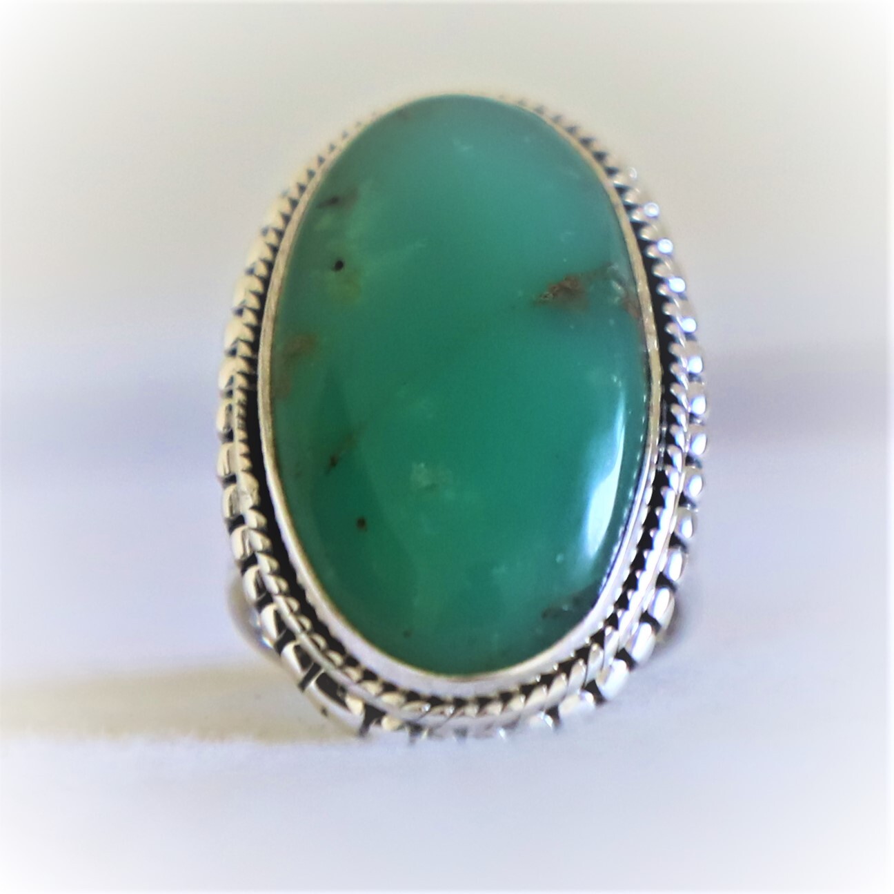 CHRYSOPRASE NATURAL GEMSTONE 925 STERLING SILVER HANDMADE JEWELRY RING 3 TO 12