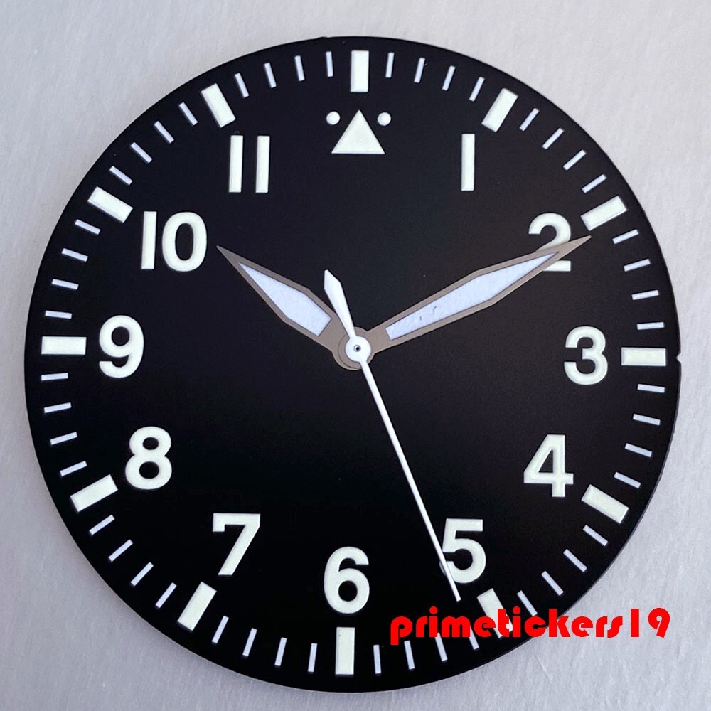 38mm Pilot Watch Dial+Hands Set Parts Luminous Fit NH35 NH36 NH38 ETA2824 PT5000