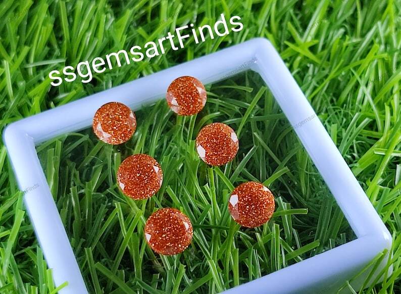 Gold Sandstone Round Shape Loose Gemstone Jewelry Making Gift
