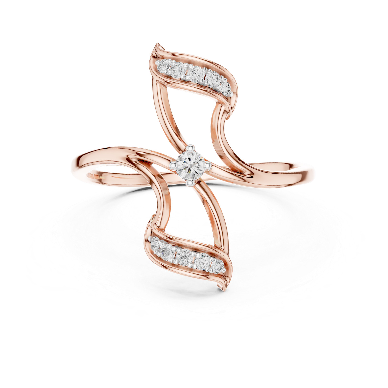 Natural Certfied Round VVS1/D Diamond Petite Twist Engagement Ring 14k Gold Over