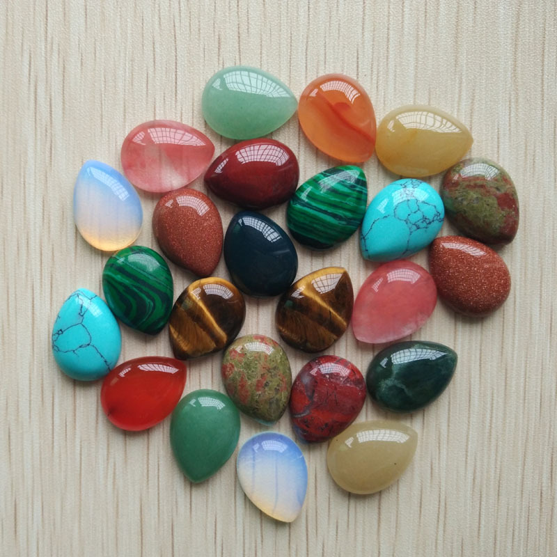 Wholesale 24pcs Assorted Natural stone teardrop CABOCHON Stone 15x20mm No Holes