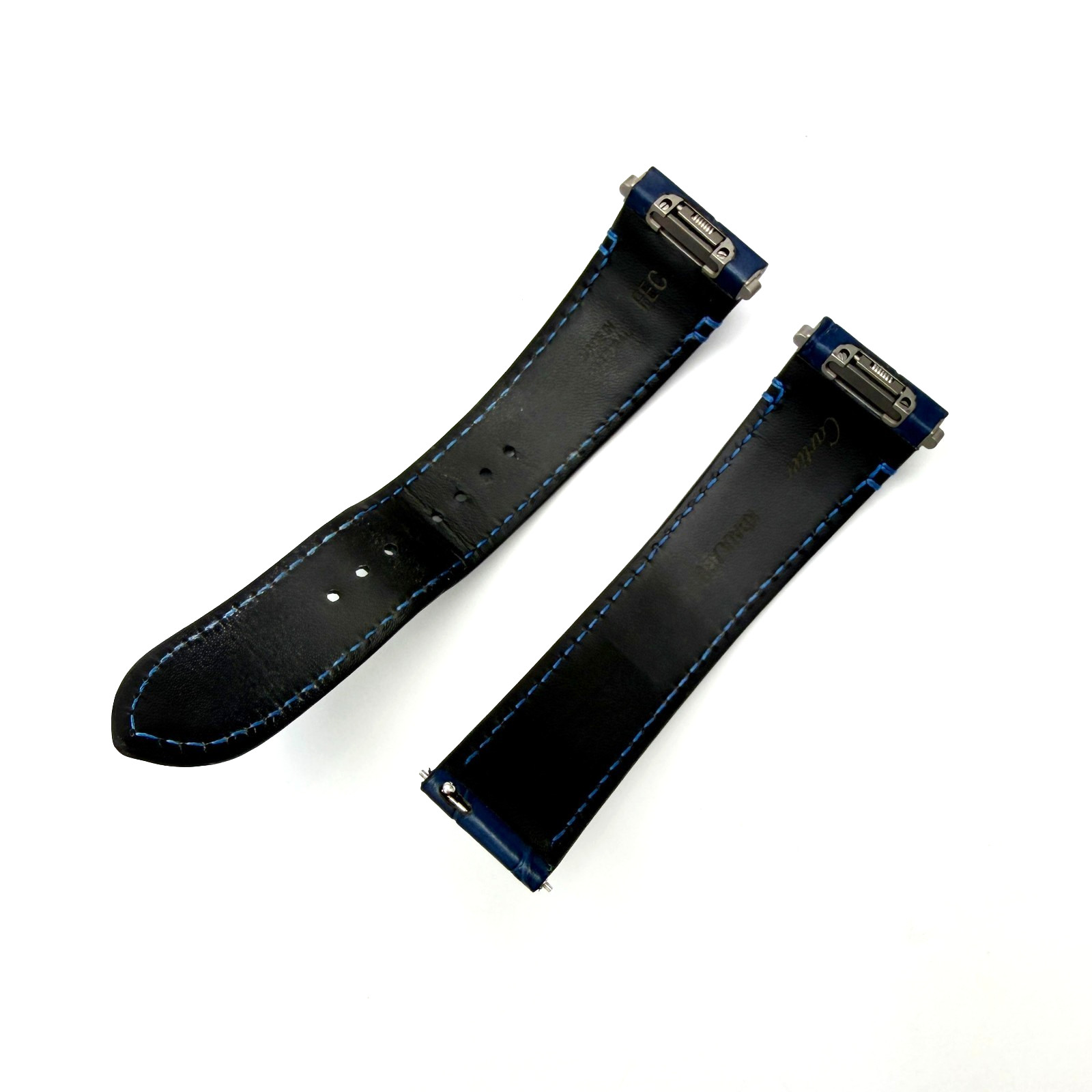Cartier Santos KDAULABU 21x18mm Dark Blue Alligator Leather Watch Strap