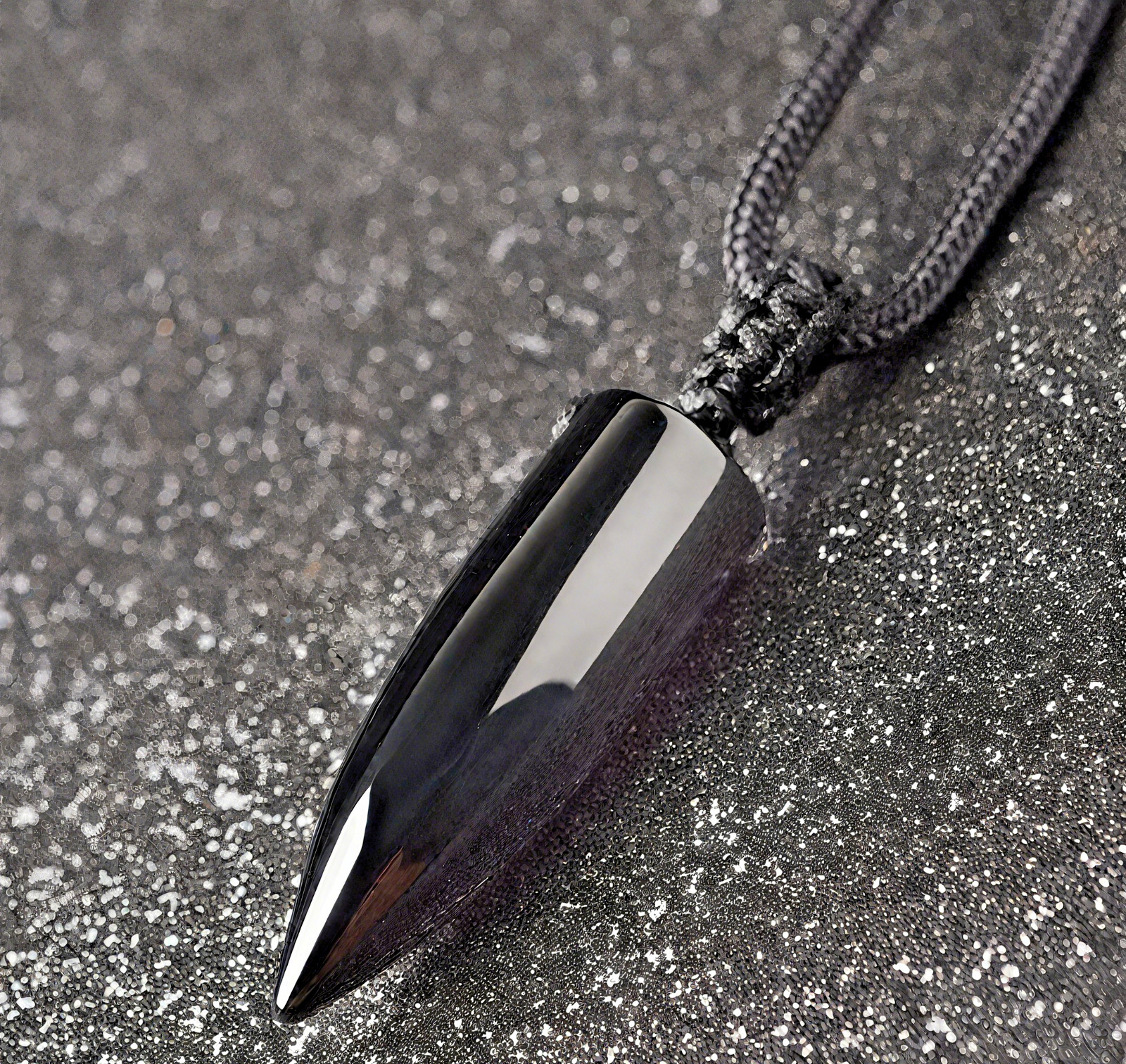 Natural Black Obsidian Bullet Point Pendant Necklace Healing Crystal Amulet