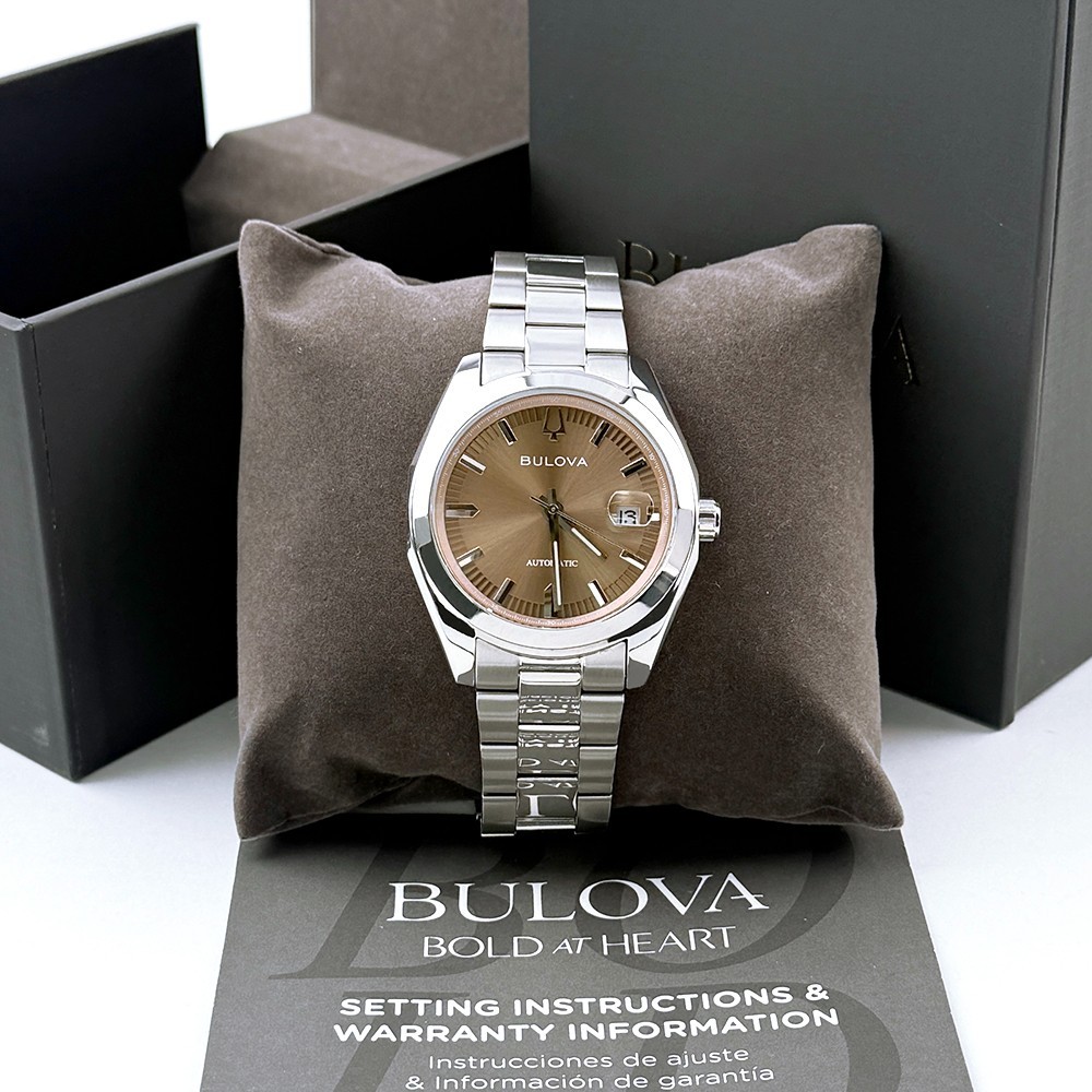 Bulova Men’s Surveyor Automatic Brown Dial Silver Stainless Watch 96B470