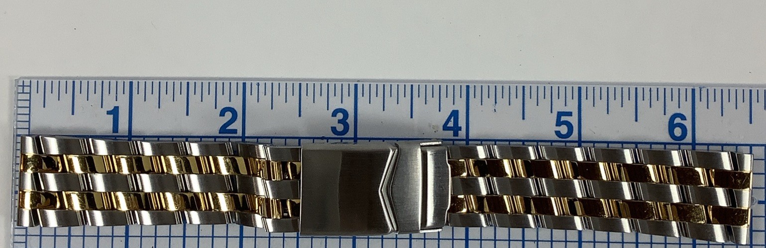 TWO-TONE Gold Plated 20mm Watch Bracelet Fits Breitling And Other Watches