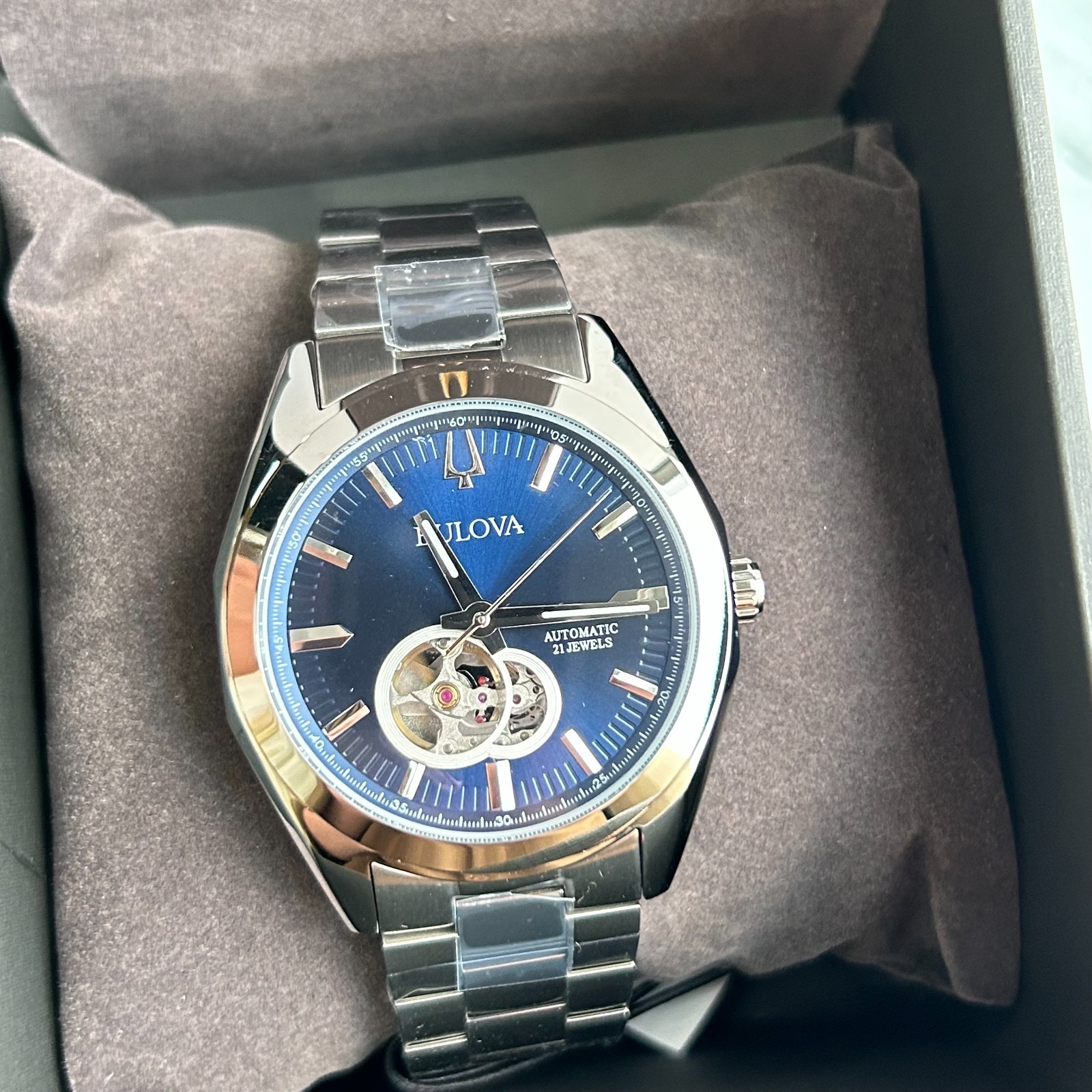 Bulova Surveyor 96A275 Blue Dial Men Stainless Steel Strap Automatic Watch 42mm