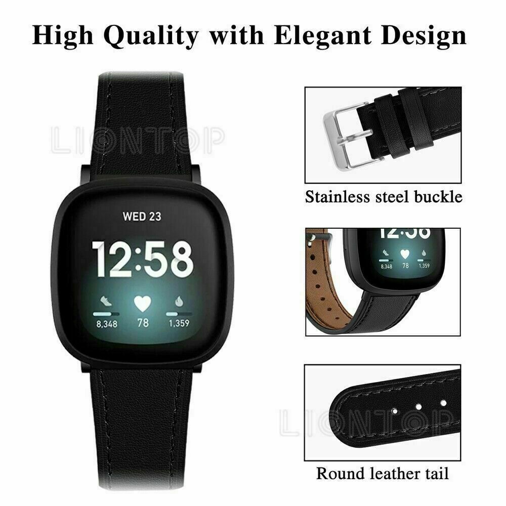For Fitbit Versa 3 /Fitbit Sense Leather Watch Band Replacement Bracelet Strap