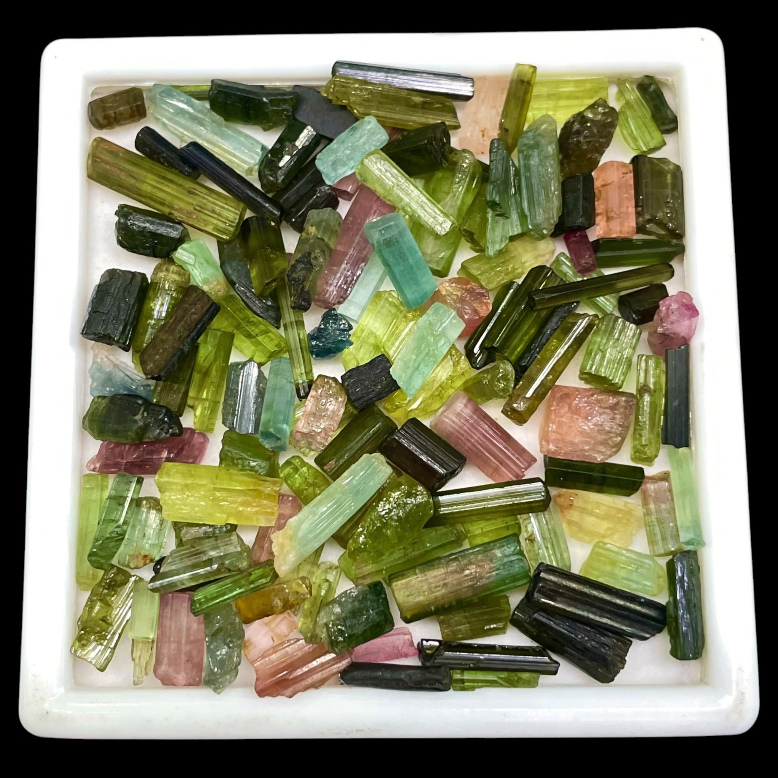 127 Pcs Natural Tourmaline 4-16mm Multi Color Rough Stick Loose Gemstones Lot