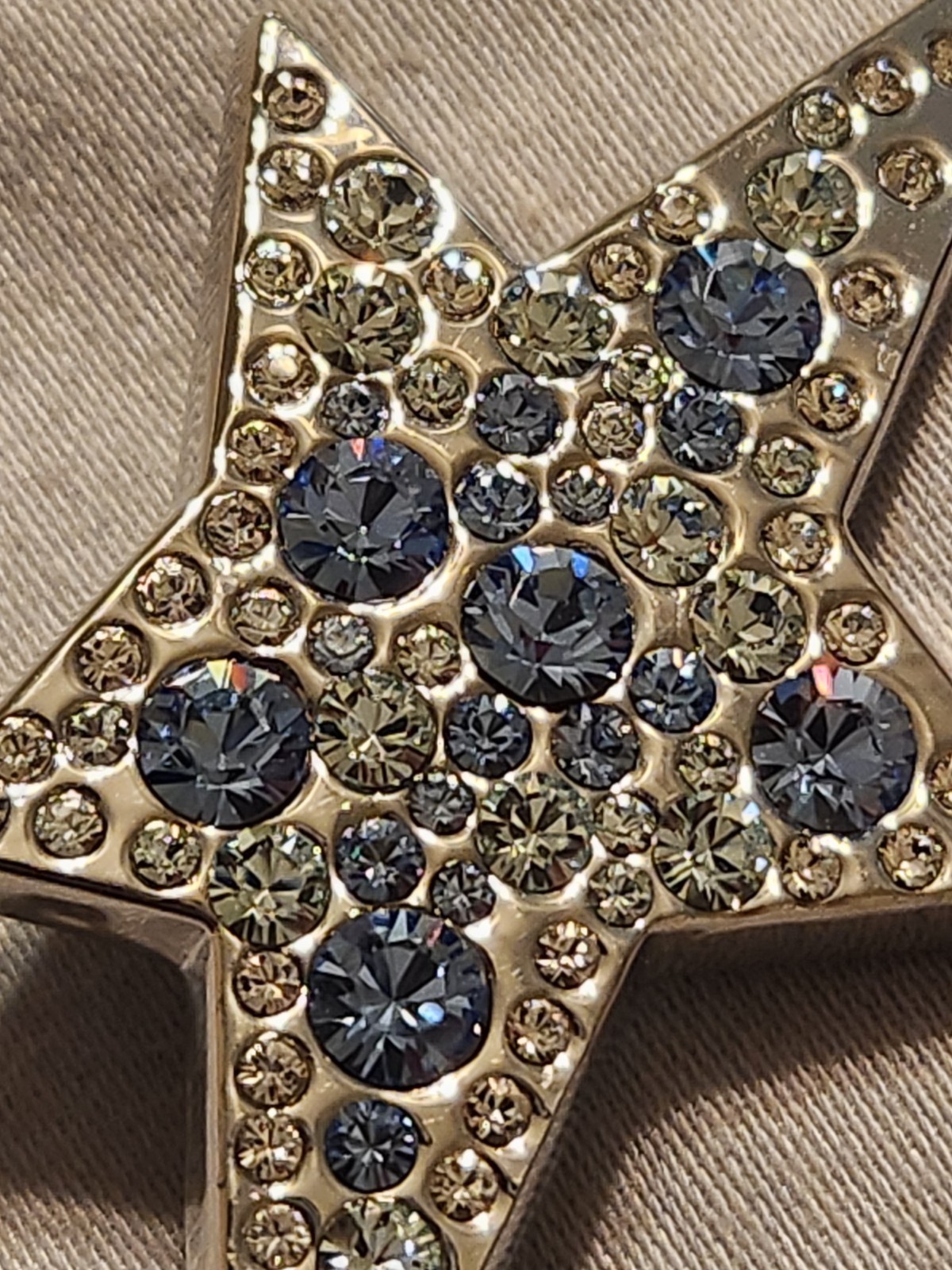 Rare Style New Thierry Mugler Star PIN Brooch Silver w/ Blue & White Crystals