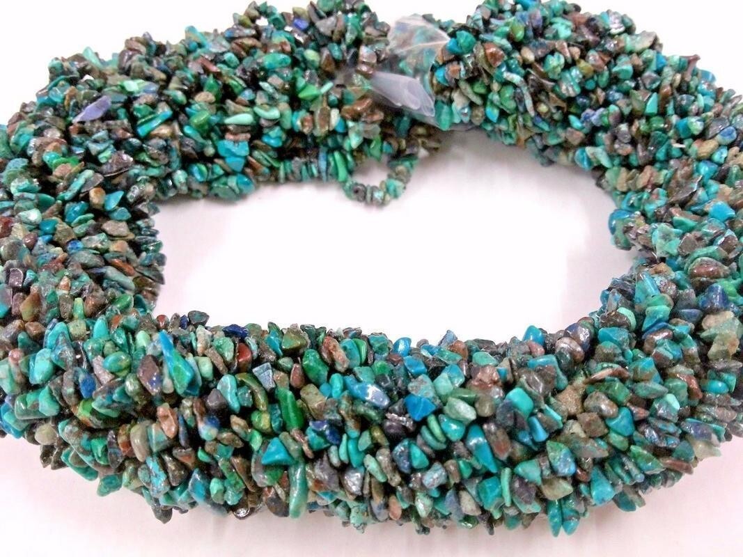 Natural Chrysocolla Chips Smooth 4-6mm Chrysocolla Chip Beads 34″inch 1 Strand